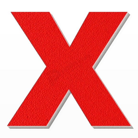 Lettera X in polistirolo - Arial - Rosso