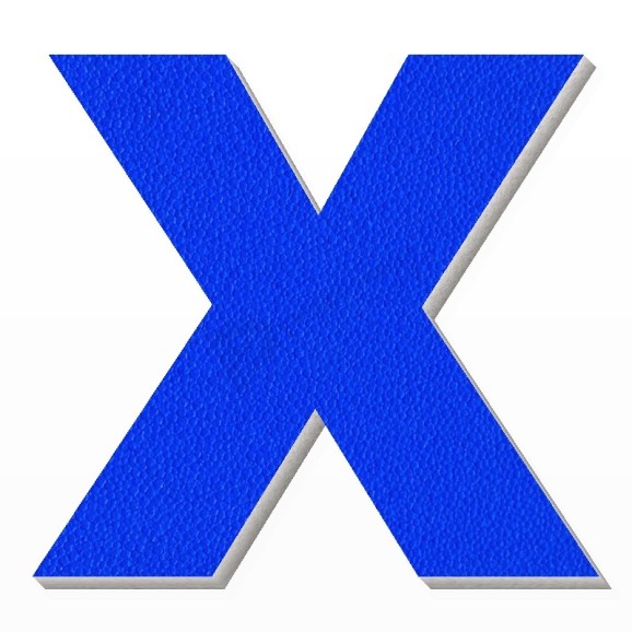 Lettera X in polistirolo - Arial - Blu