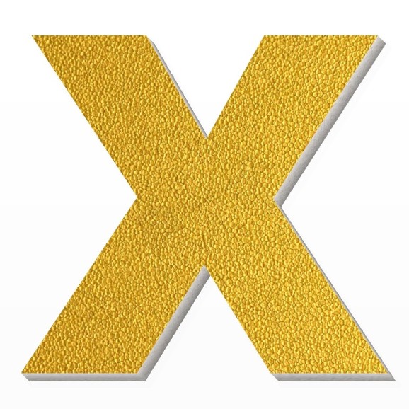 Lettera X in polistirolo - Arial - Oro