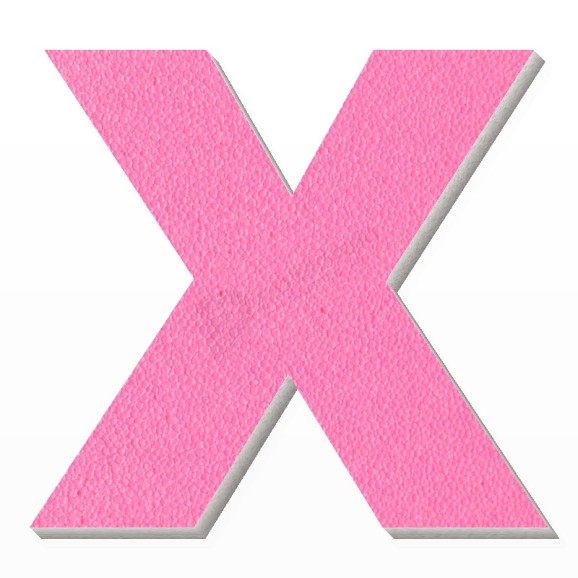 Lettera X in polistirolo - Arial - Rosa