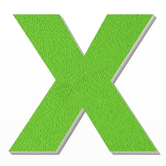 Lettera X in polistirolo - Arial - Verde
