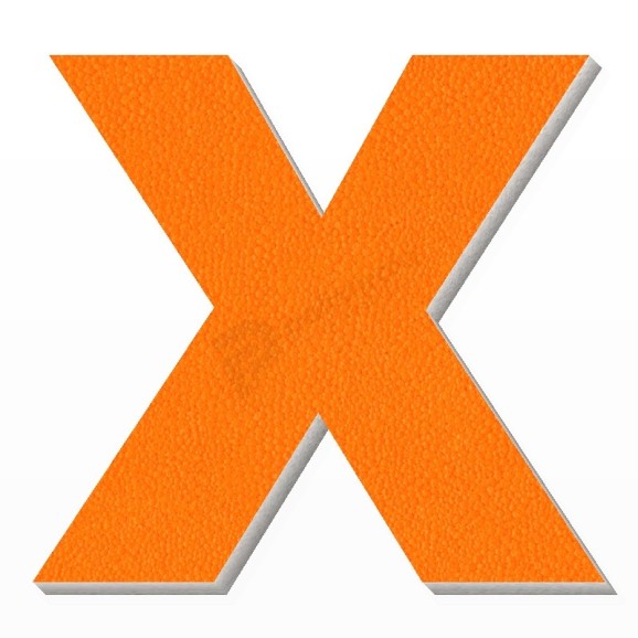 Lettera X in polistirolo - Arial - Arancione