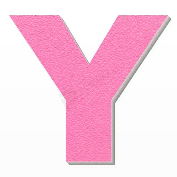 Lettera Y in polistirolo - Arial - Rosa