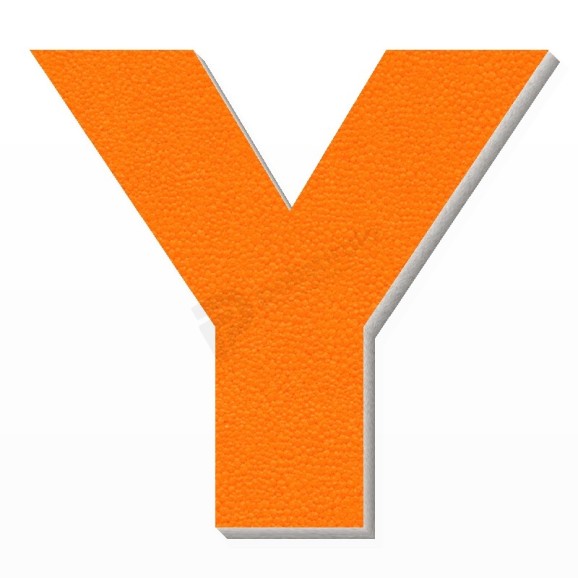 Lettera Y in polistirolo - Arial - Arancione