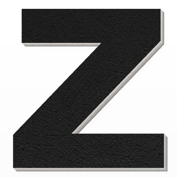 Lettera Z in polistirolo - Arial - Nero