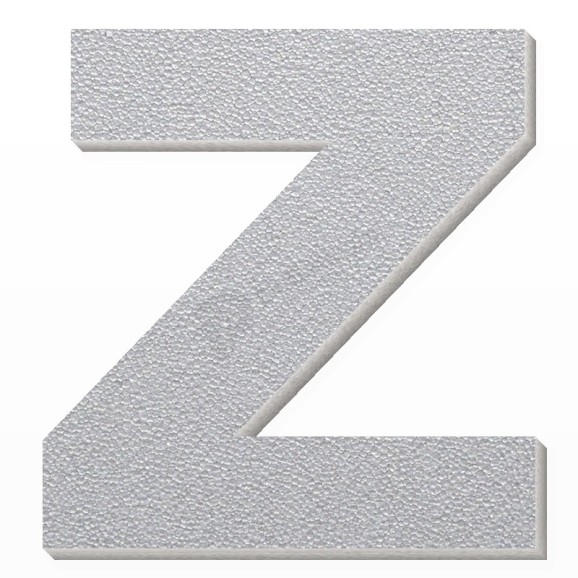Lettera Z in polistirolo - Arial - Argento