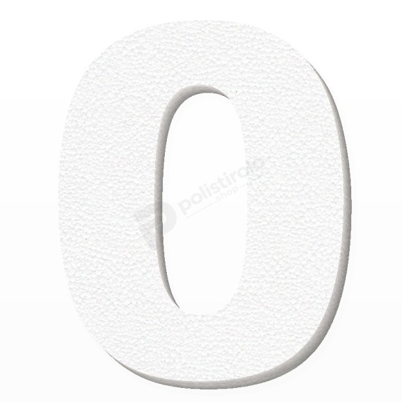 Numero 0 in polistirolo - Arial - Bianco
