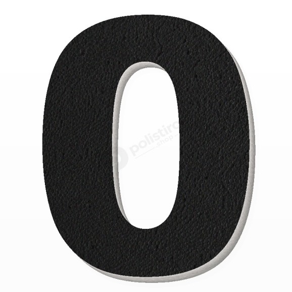 Numero 0 in polistirolo - Arial - Nero
