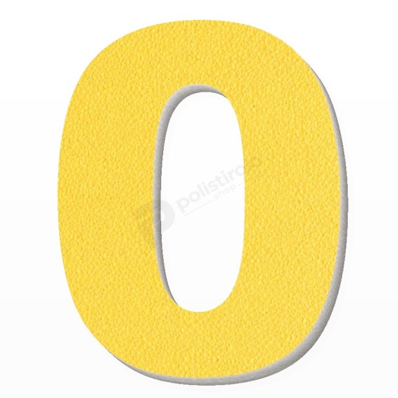 Numero 0 in polistirolo - Arial - Giallo