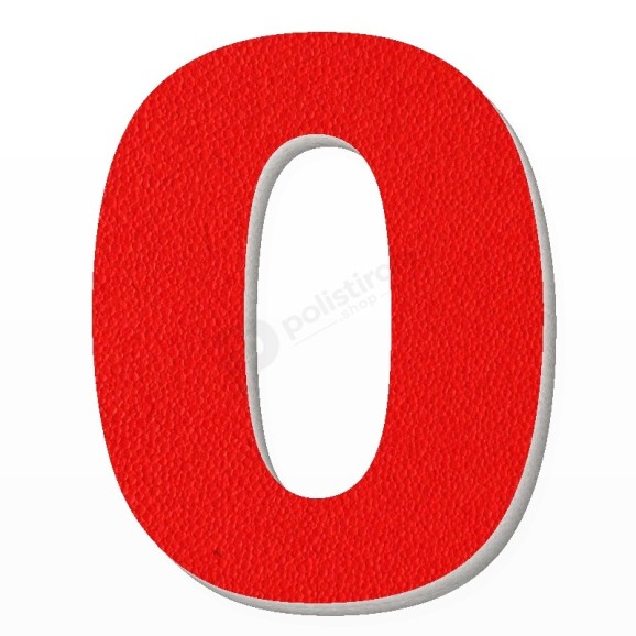 Numero 0 in polistirolo - Arial - Rosso