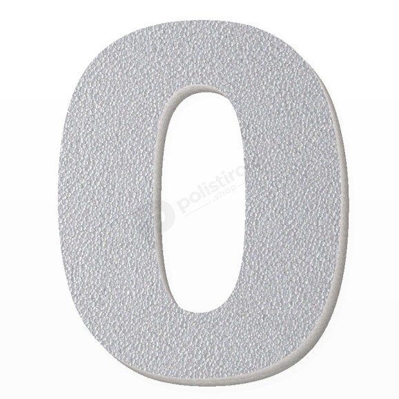 Numero 0 in polistirolo - Arial - Argento