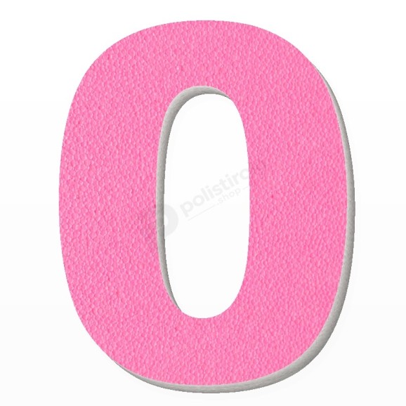 Numero 0 in polistirolo - Arial - Rosa