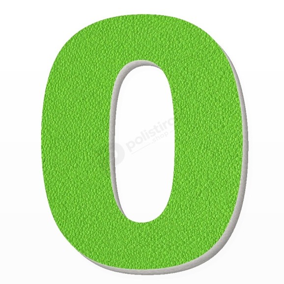 Numero 0 in polistirolo - Arial - Verde