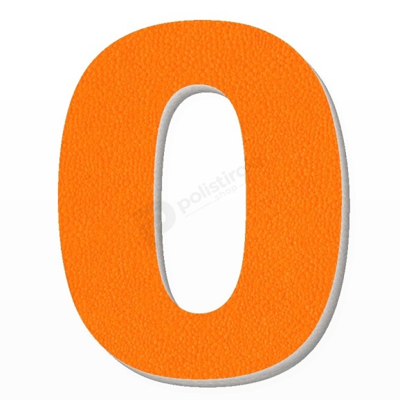Numero 0 in polistirolo - Arial - Arancione