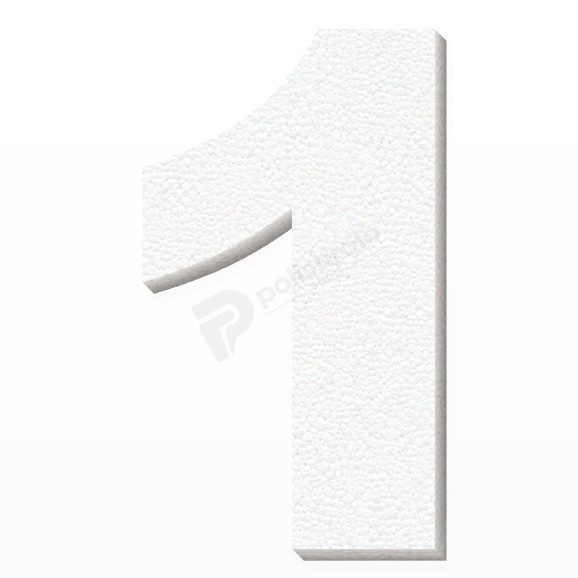 Numero 1 in polistirolo - Arial - Bianco