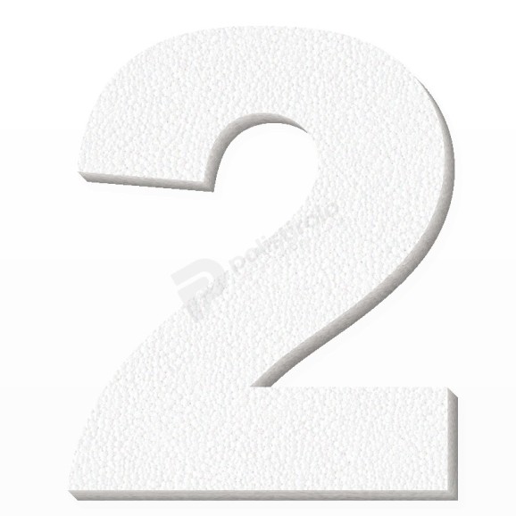 Numero 2 in polistirolo - Arial - Bianco