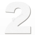 Numero 2 in polistirolo - Arial - Bianco