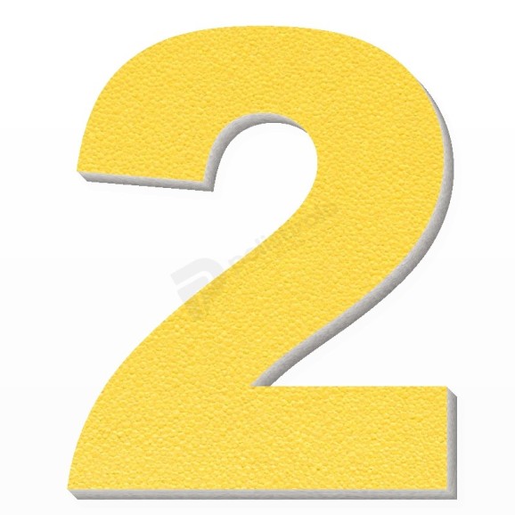 Numero 2 in polistirolo - Arial - Giallo