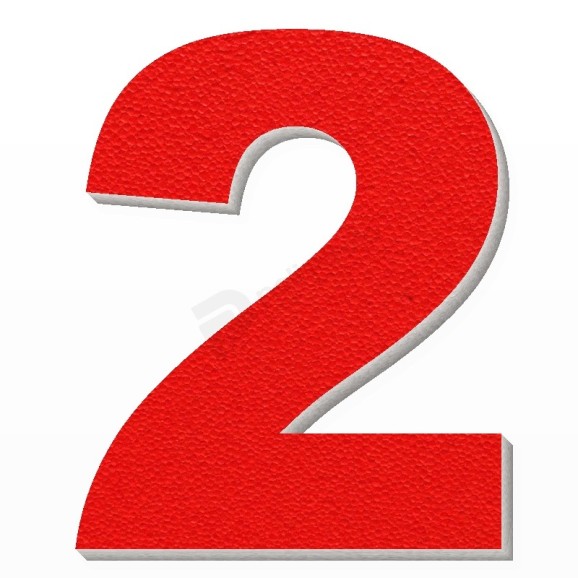 Numero 2 in polistirolo - Arial - Rosso