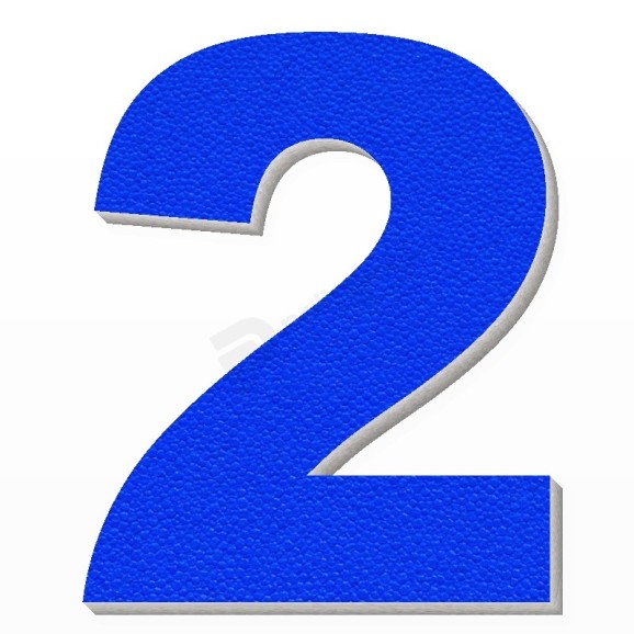 Numero 2 in polistirolo - Arial - Blu