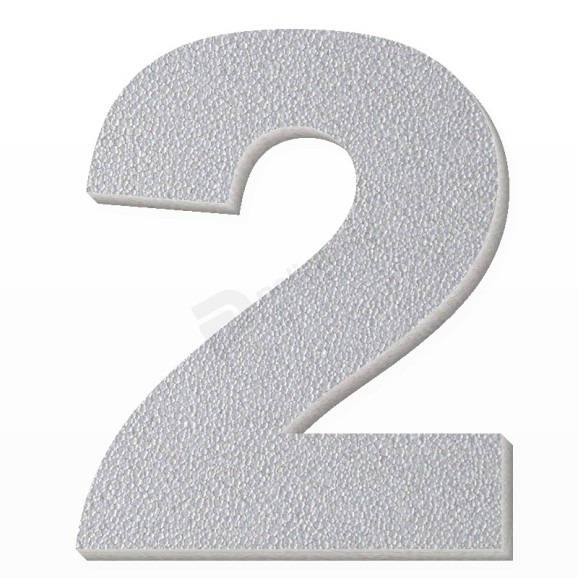 Numero 2 in polistirolo - Arial - Argento