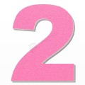 Numero 2 in polistirolo - Arial - Rosa