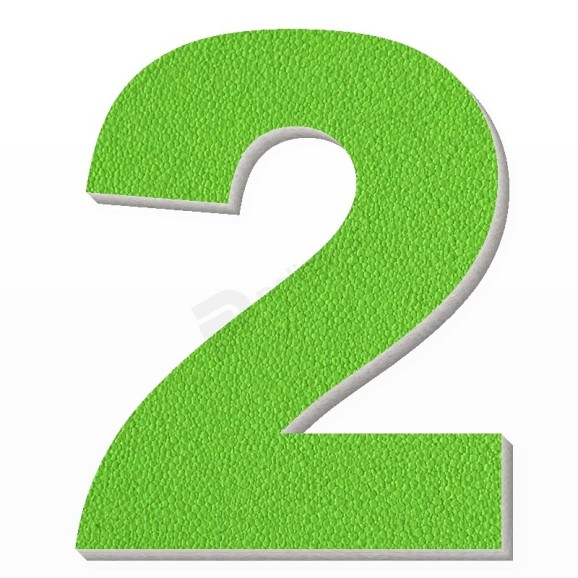 Numero 2 in polistirolo - Arial - Verde