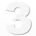 Numero 3 in polistirolo - Arial - Bianco