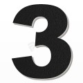 Numero 3 in polistirolo - Arial - Nero