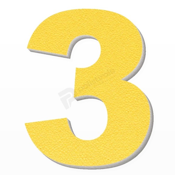 Numero 3 in polistirolo - Arial - Giallo