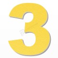 Numero 3 in polistirolo - Arial - Giallo
