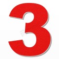 Numero 3 in polistirolo - Arial - Rosso