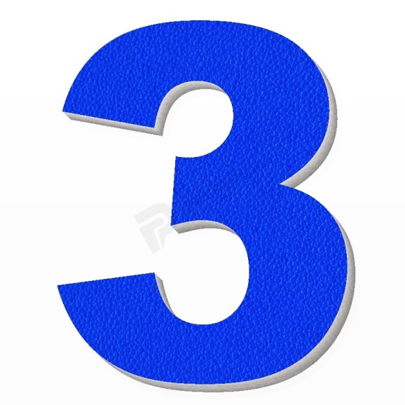 Numero 3 in polistirolo - Arial - Blu