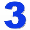 Numero 3 in polistirolo - Arial - Blu