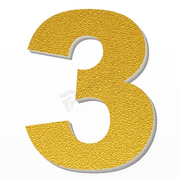 Numero 3 in polistirolo - Arial - Oro