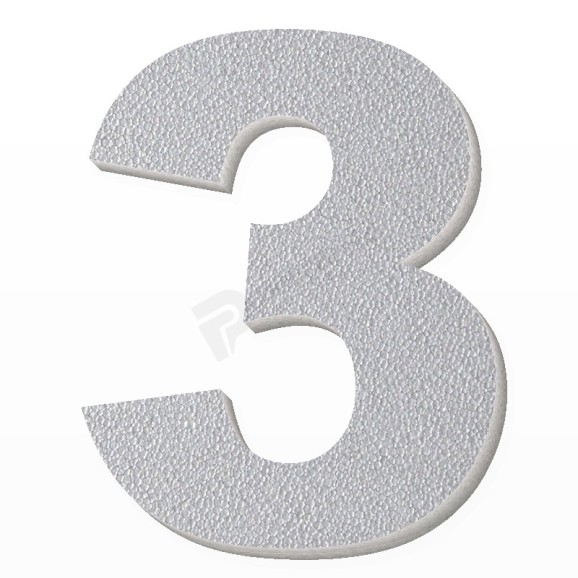 Numero 3 in polistirolo - Arial - Argento