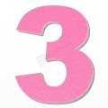 Numero 3 in polistirolo - Arial - Rosa