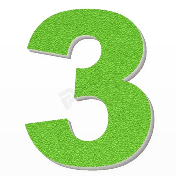 Numero 3 in polistirolo - Arial - Verde
