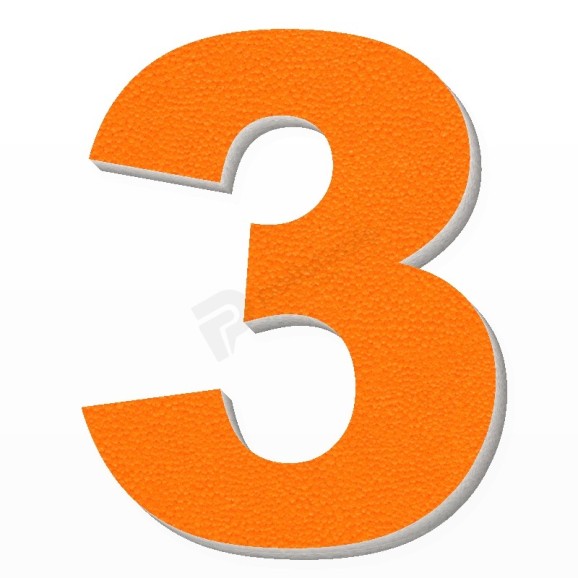 Numero 3 in polistirolo - Arial - Arancione