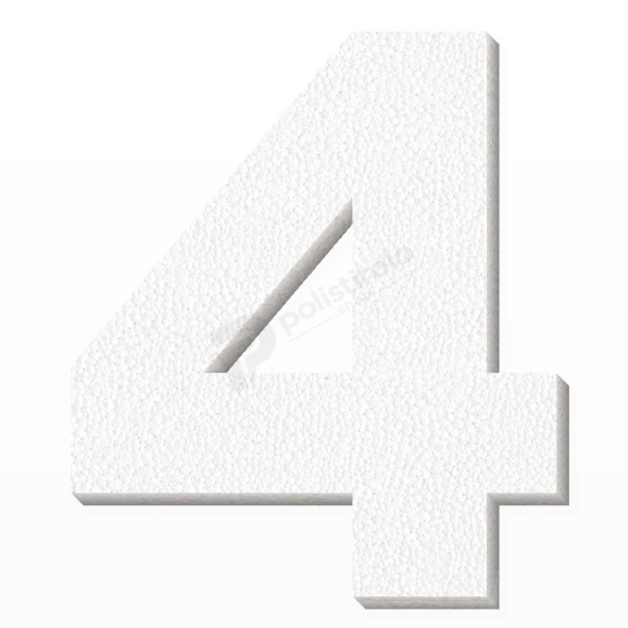 Numero 4 in polistirolo - Arial - Bianco