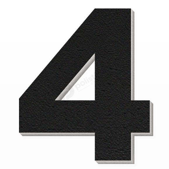 Numero 4 in polistirolo - Arial - Nero