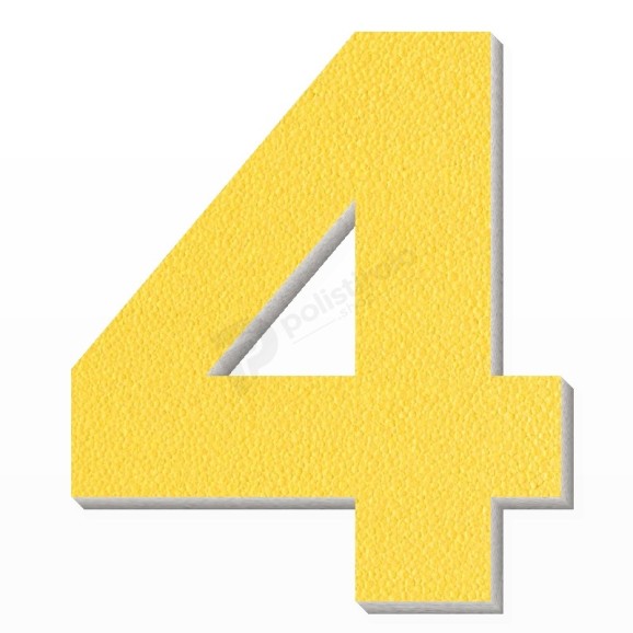 Numero 4 in polistirolo - Arial - Giallo