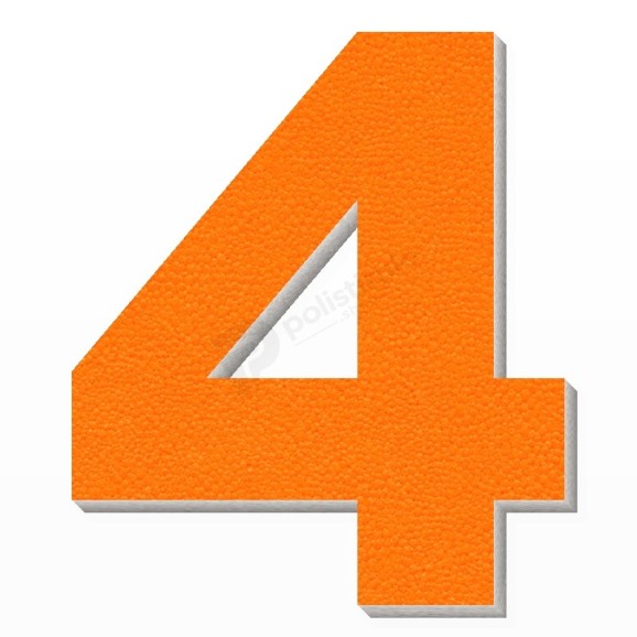 Numero 4 in polistirolo - Arial - Arancione