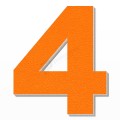 Numero 4 in polistirolo - Arial - Arancione