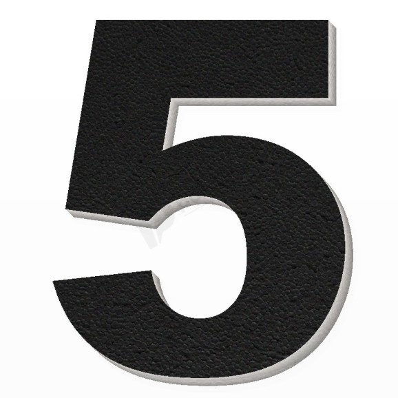 Numero 5 in polistirolo - Arial - Nero