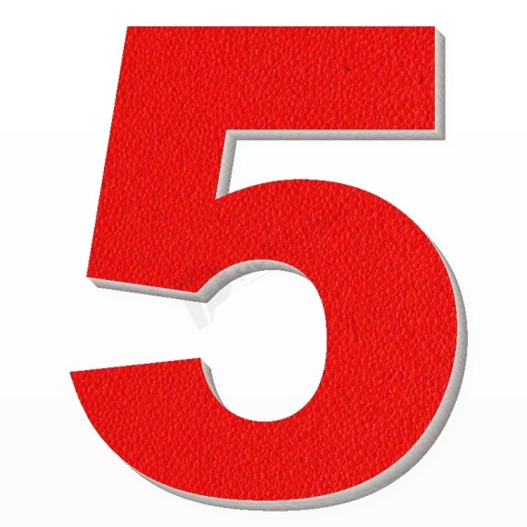 Numero 5 in polistirolo - Arial - Rosso