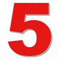Numero 5 in polistirolo - Arial - Rosso