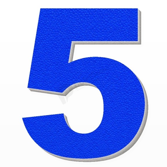 Numero 5 in polistirolo - Arial - Blu