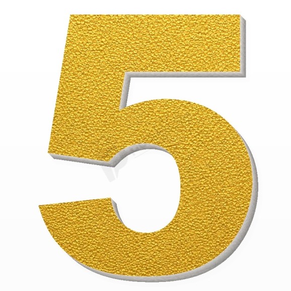 Numero 5 in polistirolo - Arial - Oro