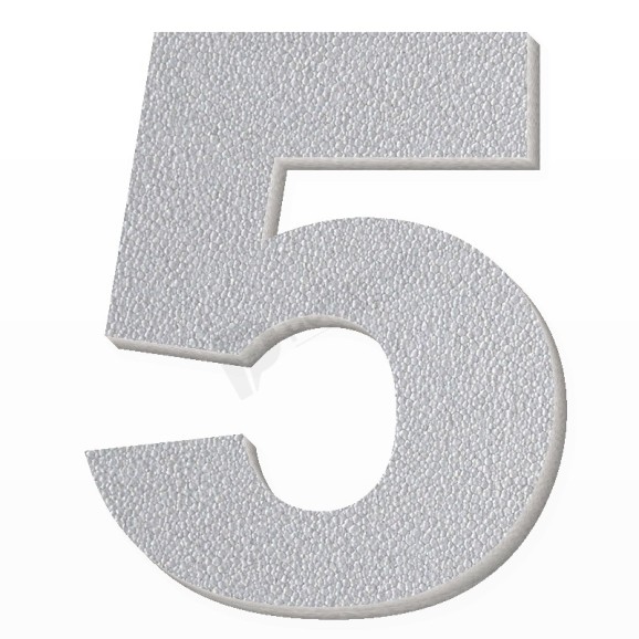 Numero 5 in polistirolo - Arial - Argento